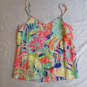 Lilly Pulitzer Zoe Casa Banana Silk Cami XS Tropical Print